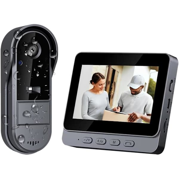 Trådløs ringeklokke med 1080P kamera, trådløs video dørtelefon 4.3\" IPS skjerm, video intercom for familie, 170° synsvinkel