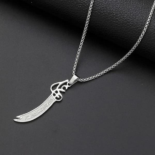 Islamisk Imam Ali Zulfiqar Sverdhenger Halskjede for Shia Islamiske Smykker Menn og Kvinner Amulett Koran Halskjede WE[ HP[