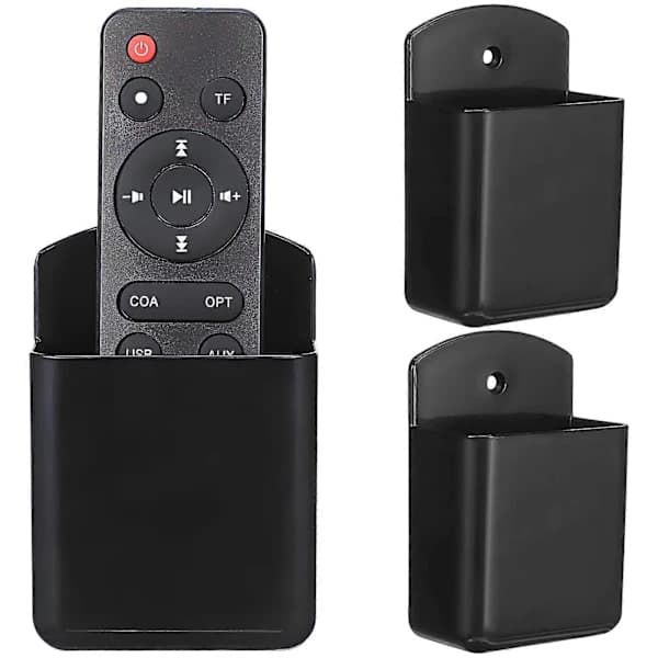 3 stk Fjernkontrollholder TV Fjernkontrollholder Veggfeste Fjernkontrolloppbevaring Veggmontert Oppbevaring For Soverom Bobil Black 10.00X6.40X3...
