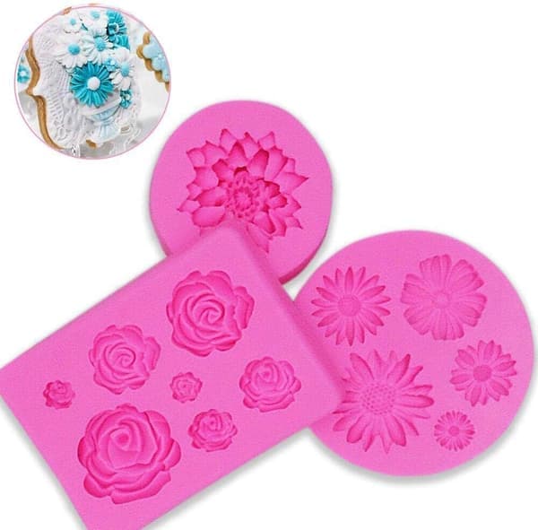 3D-form i silikon for å dekorere kakefondant (blomst)