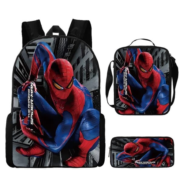 Spider-Man Ryggsekk Skolesekk Veske Matboks i Tre Sett - Perfekt