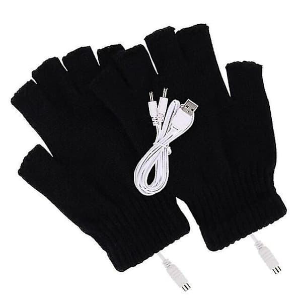 Varmehansker for kvinner og menn, vintervarme USB elektriske varmehansker fingerløse