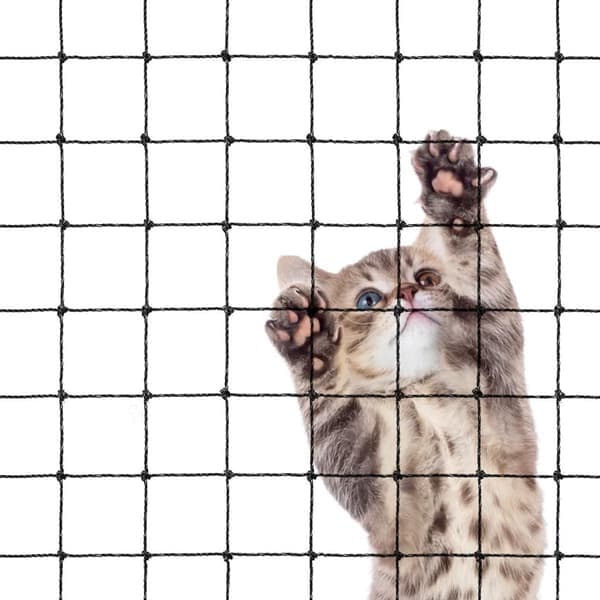 Kattenett - 8*3 m balkongbeskyttelse, fallsikring for katter, sikkerhet mot fall, gjerde for hunder og andre kjæledyr med tilbehør, svart_yu