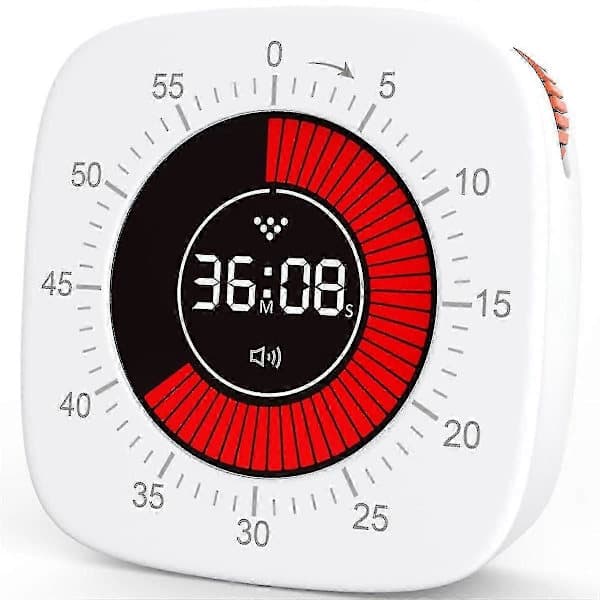 Visuell Timer for Barn, Digital Timer med 60-minutters Nedtelling, Stille Timer for (FMY)