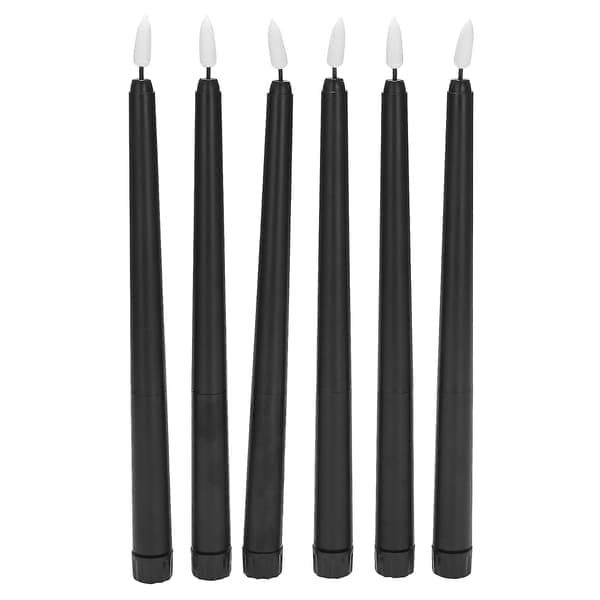 Pakke med 6 svarte LED-bursdagslys, gule flammefrie flimrende batteridrevne LED-lys Cy)  (FMY)