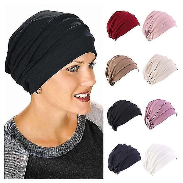Dame Bomull Elastisk Beanie Myk Turban Bonnet Hode Wrap Hedging Louver Kemo Hatt (FMY)