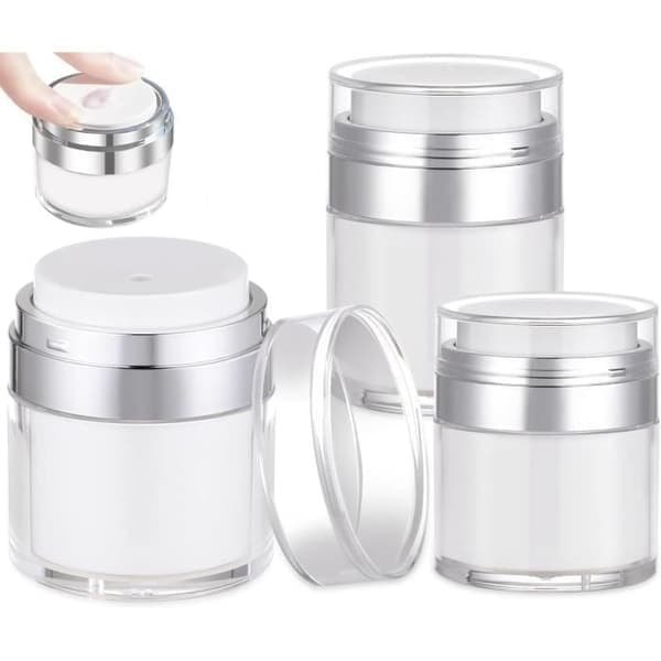 Pakk Vakuum Kremflasker - 15/30/50ml - Luftfri Pumpedispenser - Gjenfyllbar Reisekremflaske