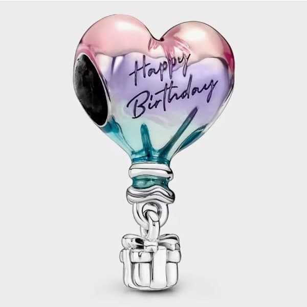 Pandora Happy Birthday Ballong Sterling Sølv Charm 791501C01, Inkluderer Original Eske