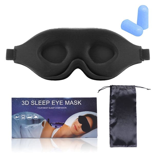 MZOO Sovemaske for sidesovere menn kvinner, 3D-sovemaske med null øyetrykk, lysblokkerende patentert design, svart