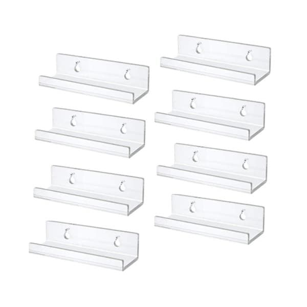 Klar vinylplatehylle veggmontering 8-pakning, akryl albumplateholder display