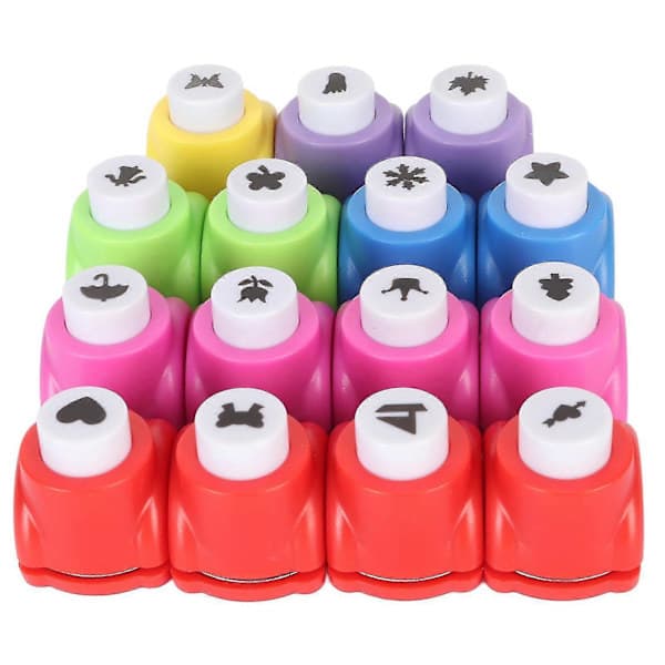 15 stk. Form Papirhullsett for Barn DIY Stimuler Fantasi Håndverk Hullpunch for Scrapbooking Journalføring Hilsen