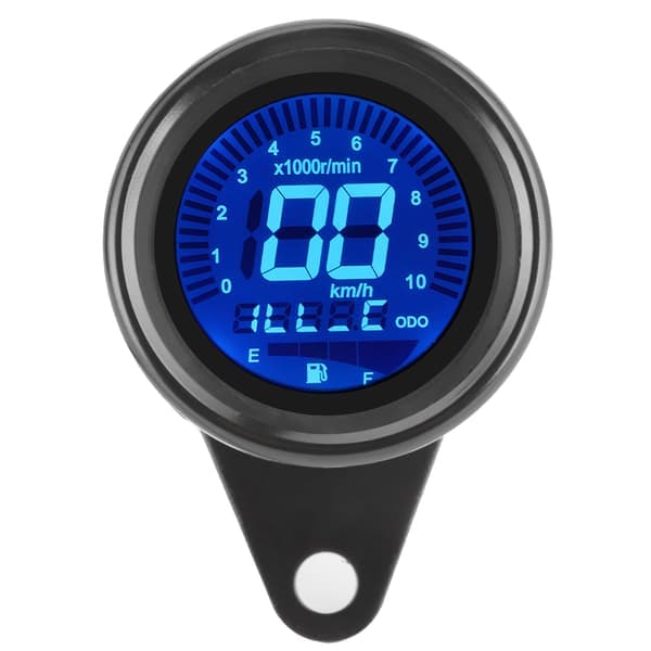 Motorsykkel Multifunksjonell Måler Turteller Odometer Drivstoffmåler Hastighetsmåler 12V Universal (Svart)