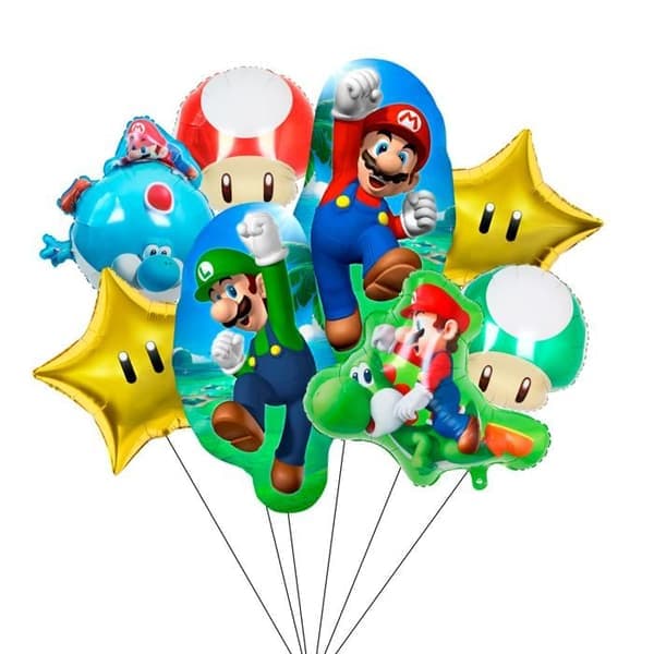 Festdekorasjon - INBOXXARTY - Super Mario - 8 Ballonger - Flerfarget - Helium-FS-