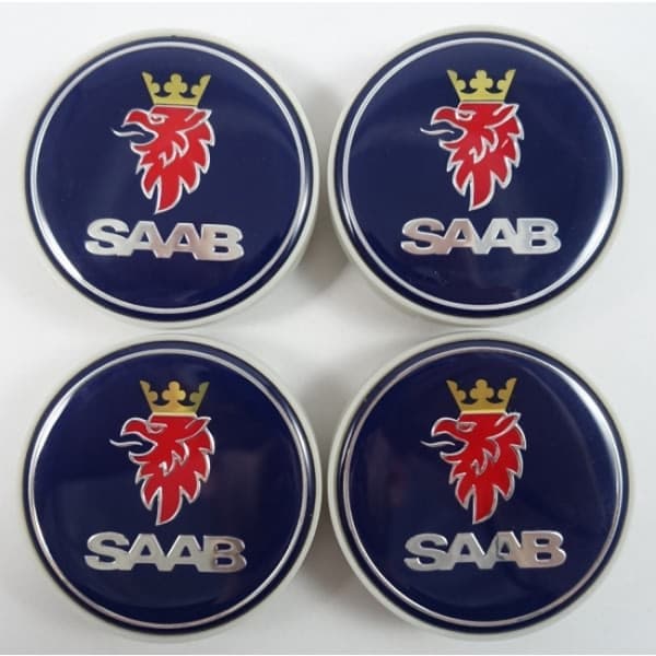 4-pakning 63 mm sølvfargede hjulsenterkapsler kompatible med Saab-FY-