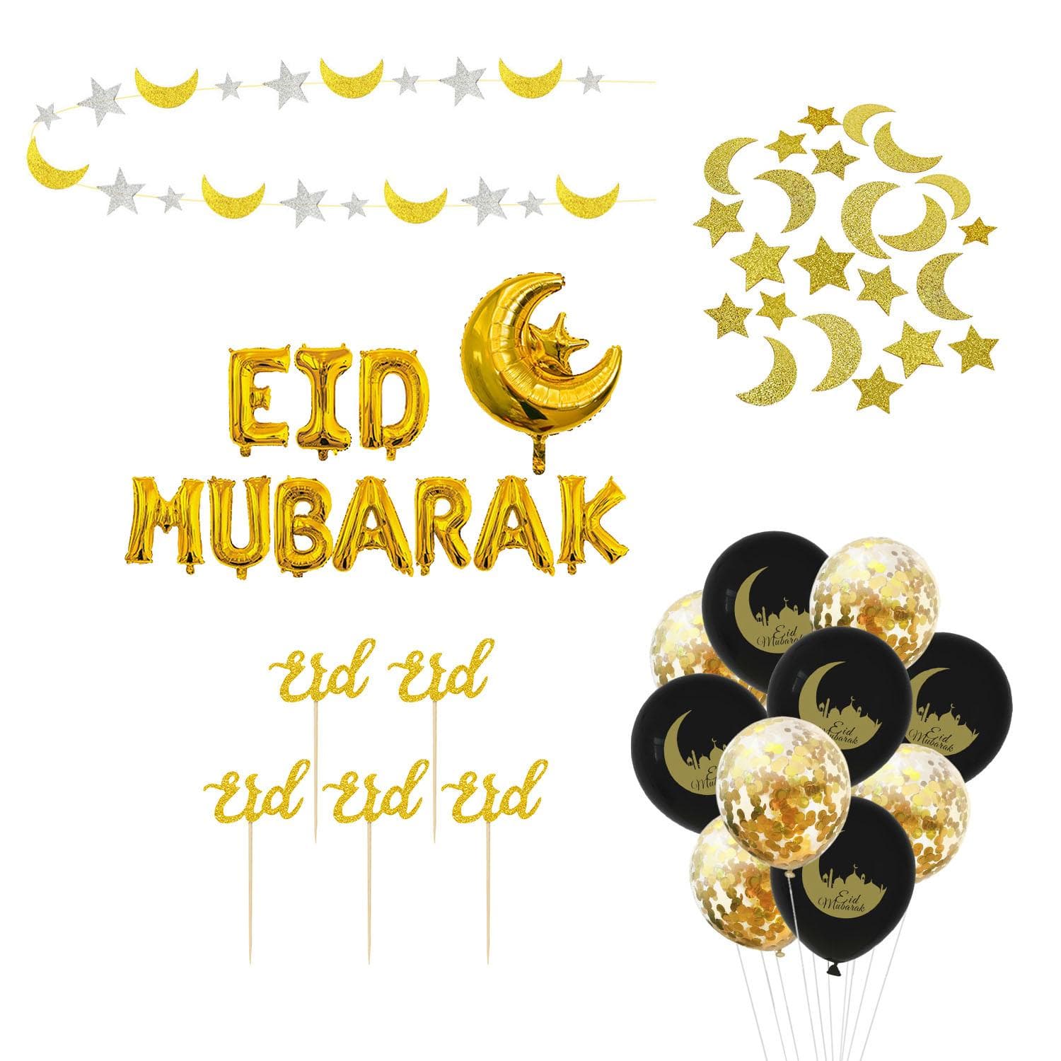 Sett med dekorasjoner - Eid Mubarak