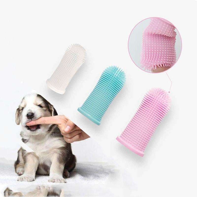 4-paks Hundetannbørste Pet Finger Tannbørste Tannrengjøring