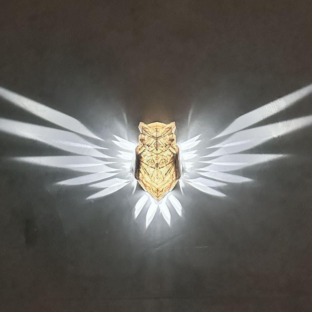 Owl wings lampe veggfeste LED lys med adapter