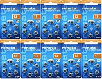 13 RENATA 10-Pakning - 60 stk. høreapparatbatterier nr. 13