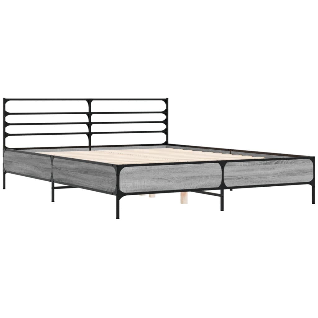 vidaXL Sengeramme sonoma eik 160x200 cm konstruert tre og metall