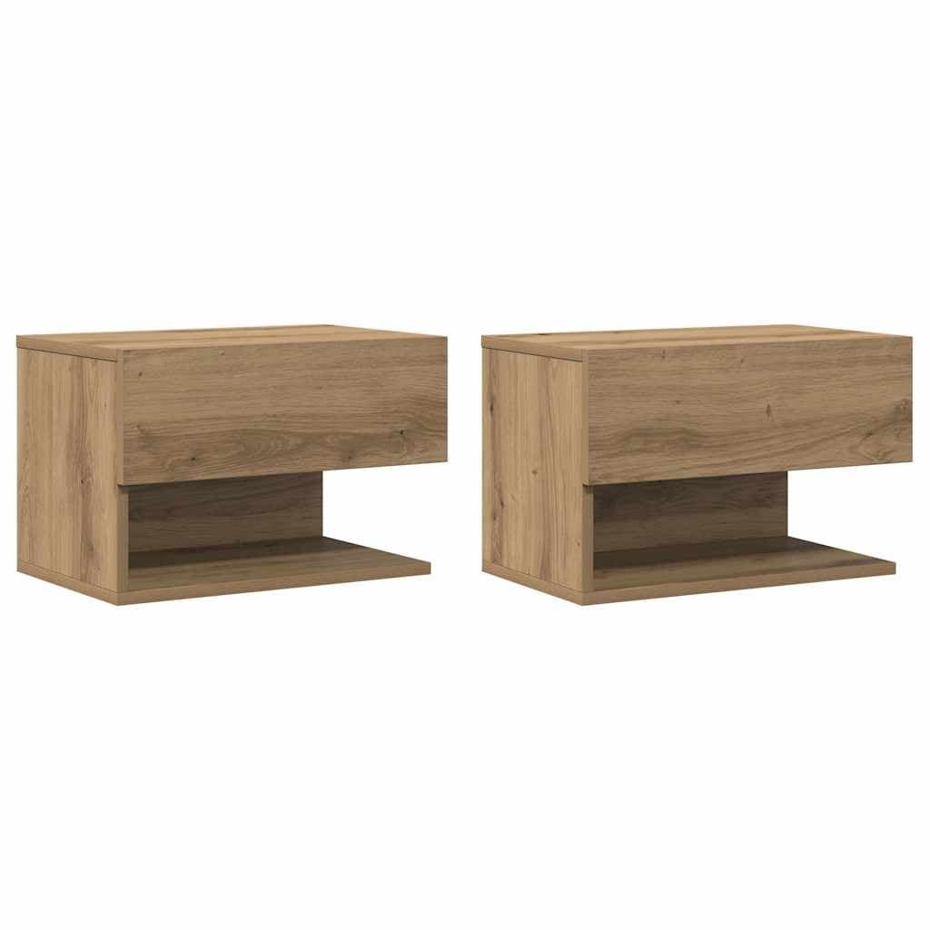 vidaXL Veggmonterte nattbord 2 stk artisan eik