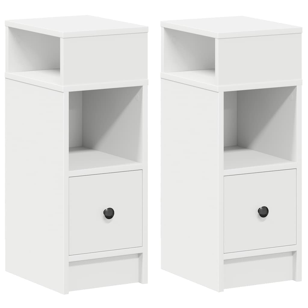 vidaXL Nattbord 2 stk med skuff hvit 25x31x66 cm