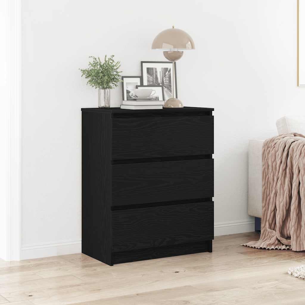 vidaXL Skjenk svart eik 60x35x76 cm konstruert tre