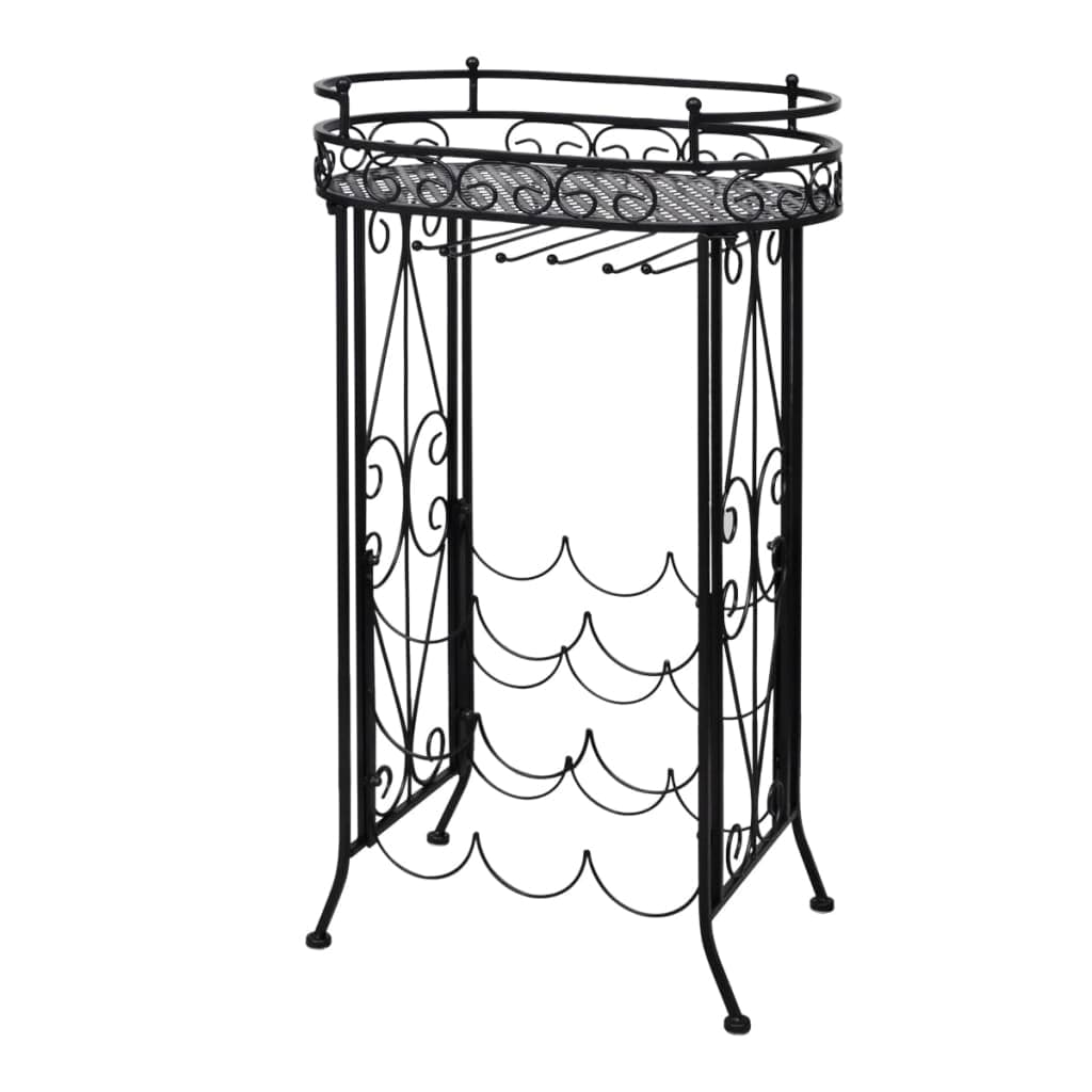 vidaXL Vinstativ med glassholder for 9 flasker metall