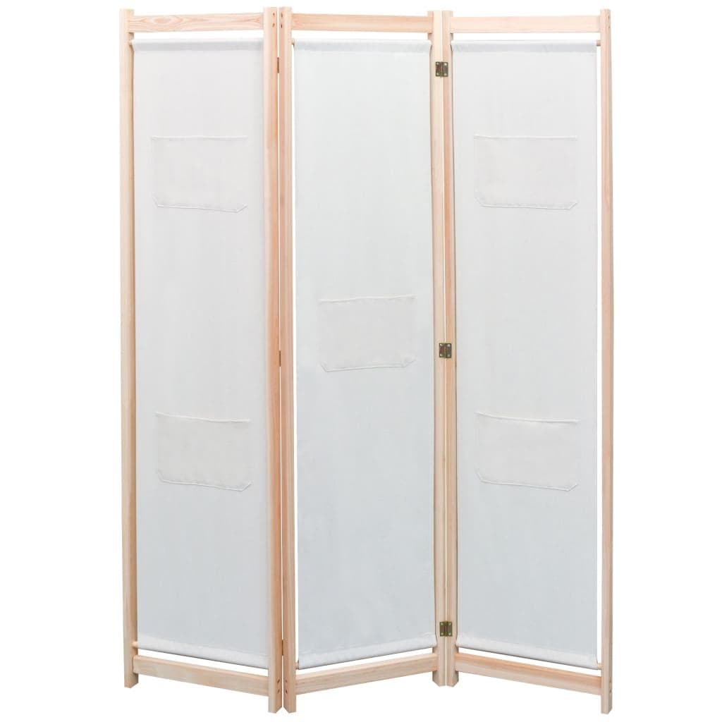 vidaXL Romdeler 3 paneler krem 120x170x4 cm stoff