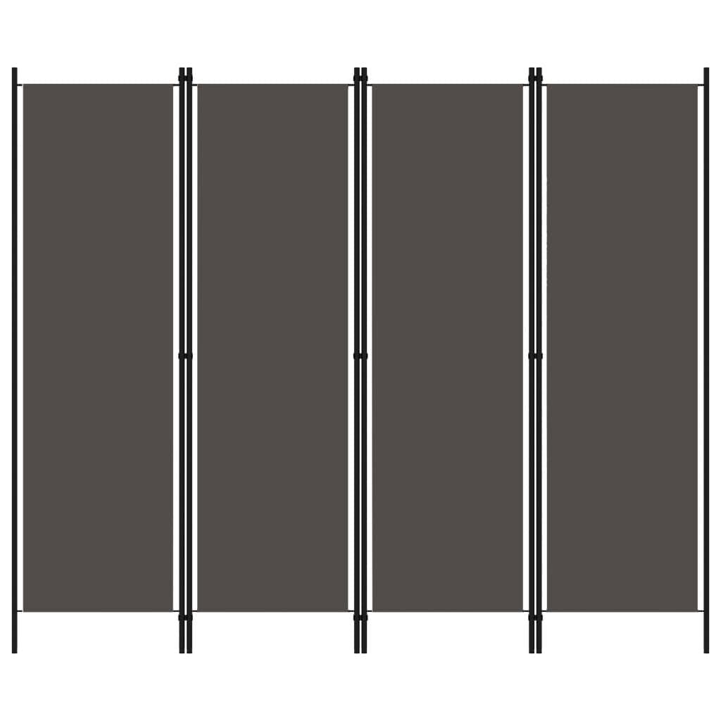 vidaXL Romdeler 4 paneler antrasitt 200x180 cm