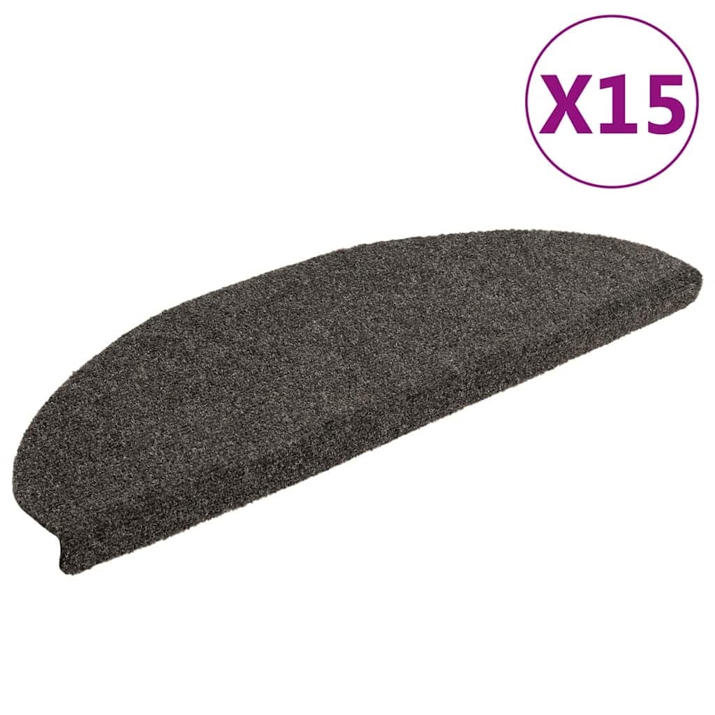 vidaXL Trappematter selvklebende 15 stk 65x21x4 cm antrasitt halvrund store