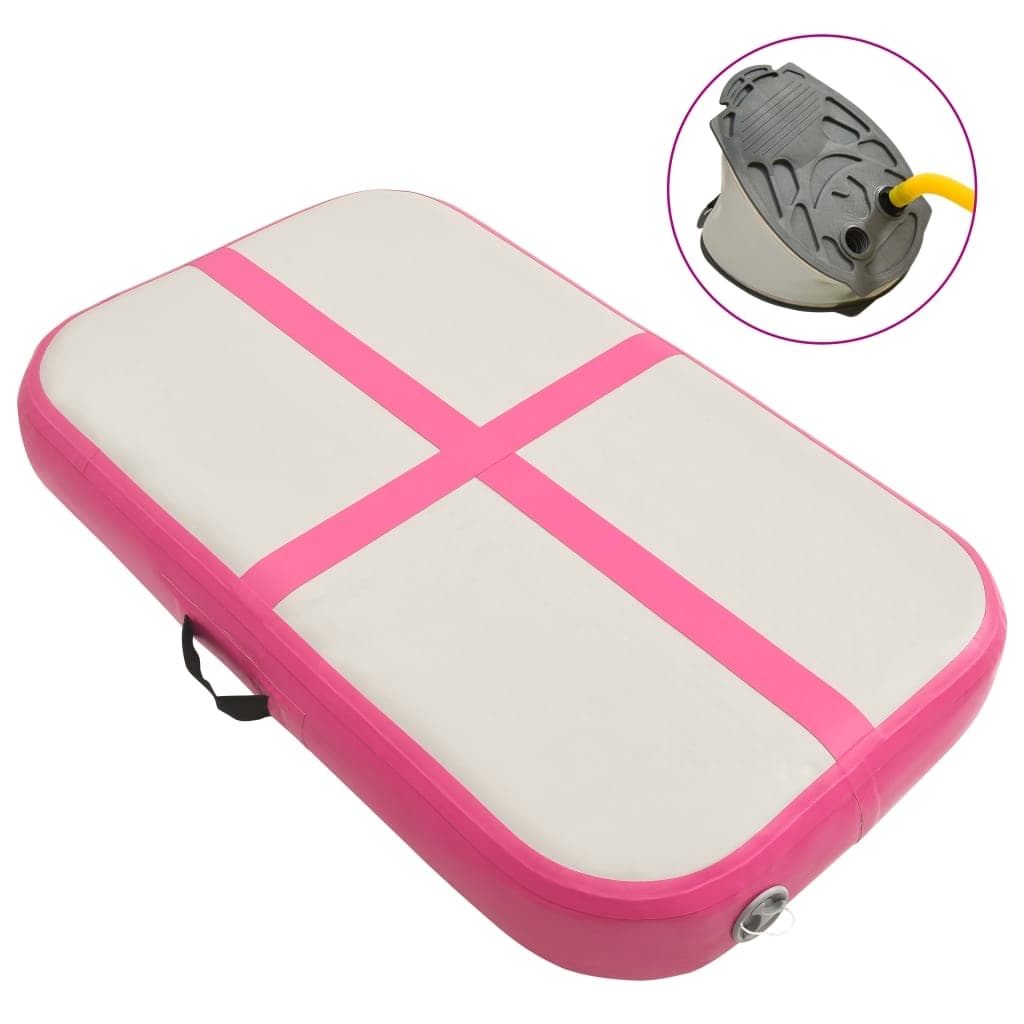 vidaXL Oppblåsbar gymnastikkmatte med pumpe 60x100x10 cm PVC rosa