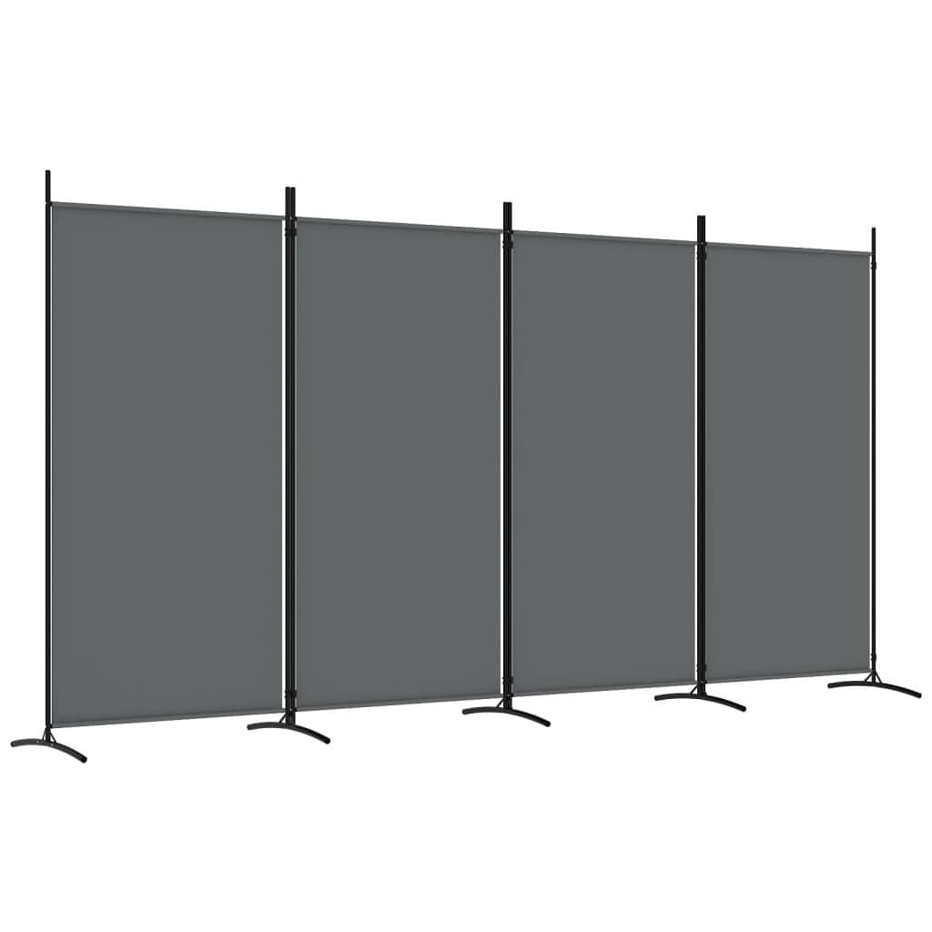 vidaXL Romdeler 4 paneler antrasitt 346x180 cm stoff