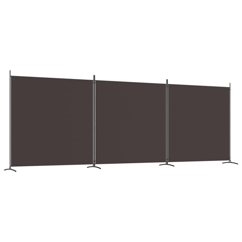 vidaXL Romdeler 3 paneler brun 525x180 cm stoff