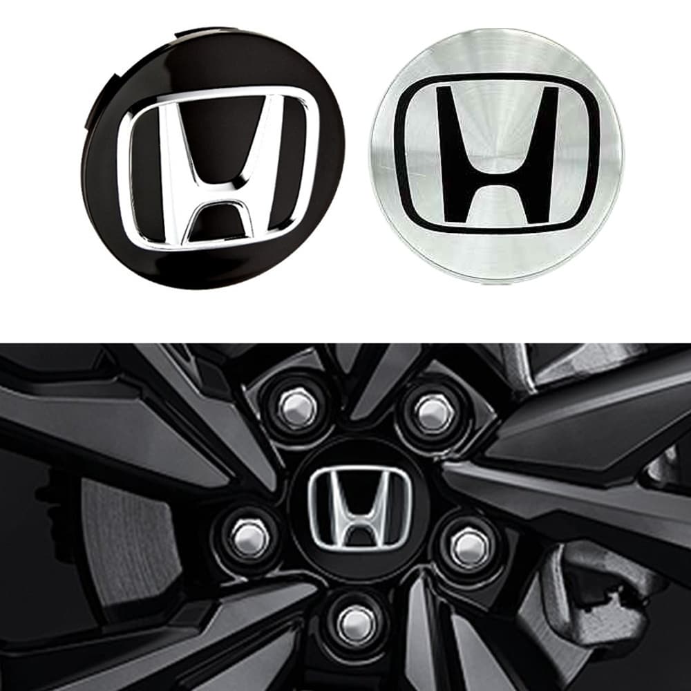 Honda Senterkopper / Hjulnav Bil Emblem - 4-pak - 58mm - Svart
