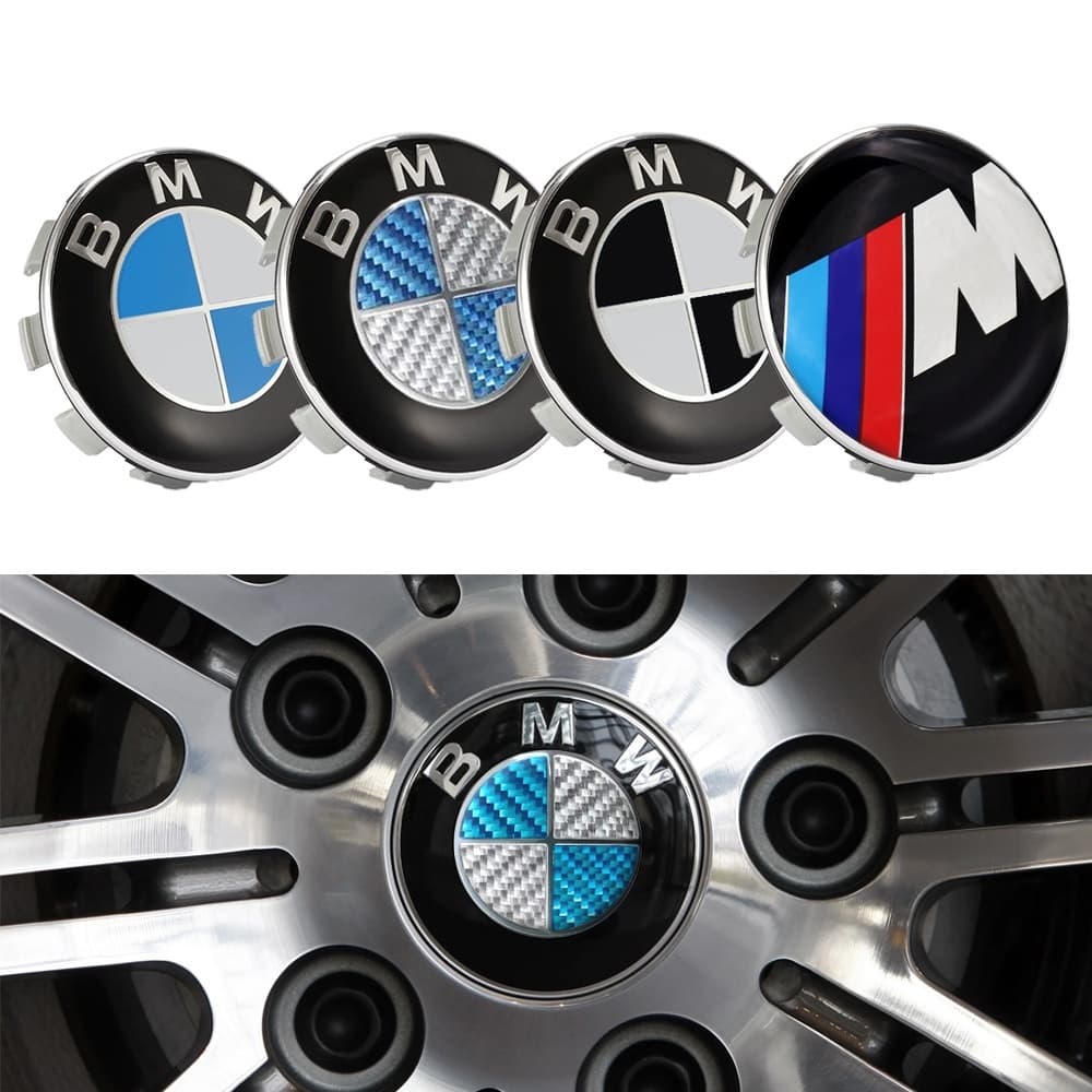 BMW Senterkopper / Hjulnav Bil Emblem - 4-pak - 68mm - Carbon