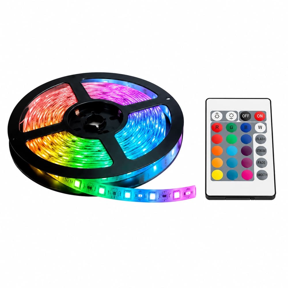 LED-Stripe – lyskjede på 5 meter m/fjernkontroll