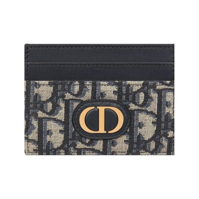 DIOR 30 Montaigne prydet med CD-logoen med 5 kortlommer Oblique-trykk stoffkortlomme dame modell 30 blå Blå