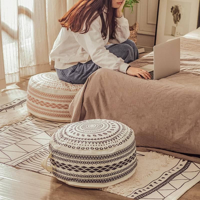 Japansk Stil Homestay Tatami Ufylt Marokkansk Pufftrekk Stue Soverom Ottoman Luksus Bomull Fotskammel Lat Futon