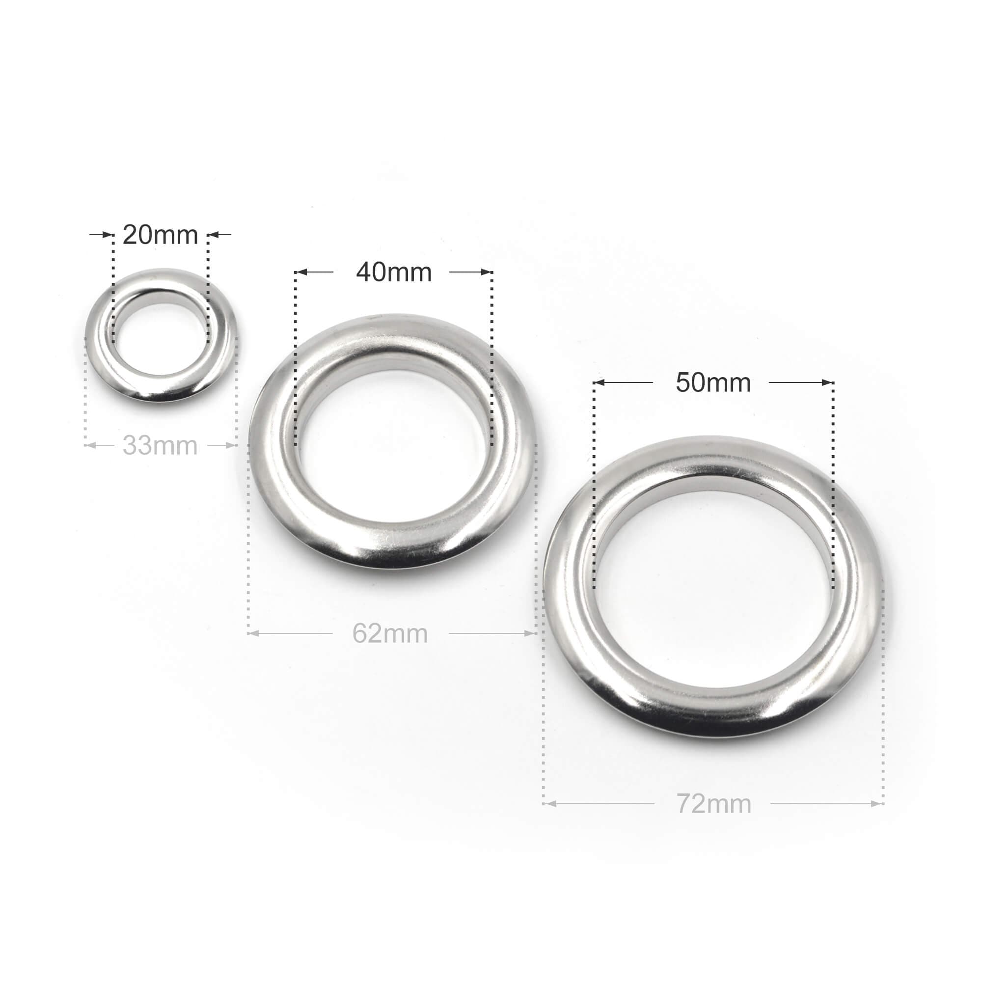 Øyehull i solid messing med skivepassning Lær håndverksveske plagggardin 20 mm, 40 mm, 50 mm