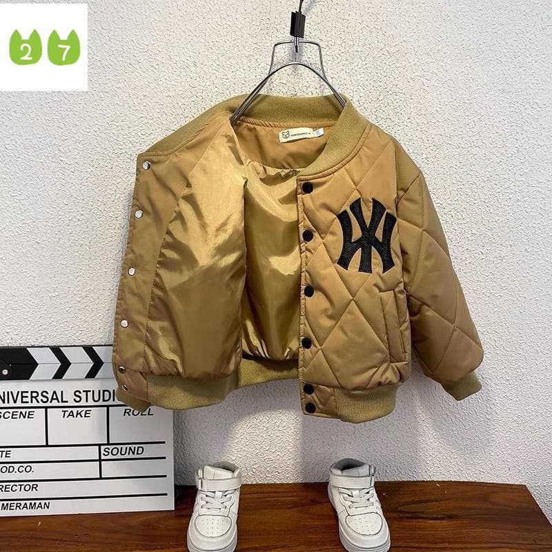 Gutter mote bomullsjakke Baby bomull polstret fortykket baseball uniform Barn lett bomullspolstret jakke 100cm Svart