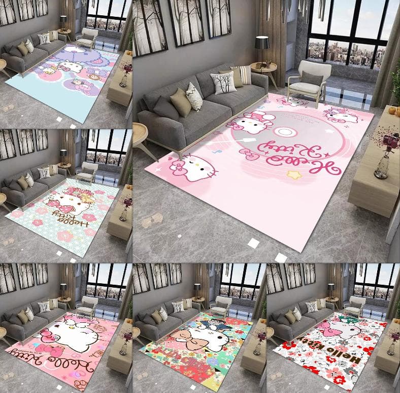 Sanrio Hello Kitty Kawaii Teppe til Stue og Soverom sengekanten sofa Områdeteppe Rosa Romdekorasjon Gave til entusiast