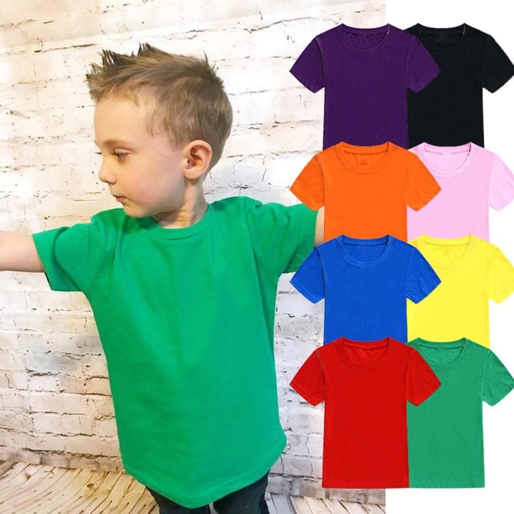 Sommer topp kvalitet Gutter Jenter Vanlig Blank Basic Tee Shirt for Kids Toddler Unisex cm Lilla