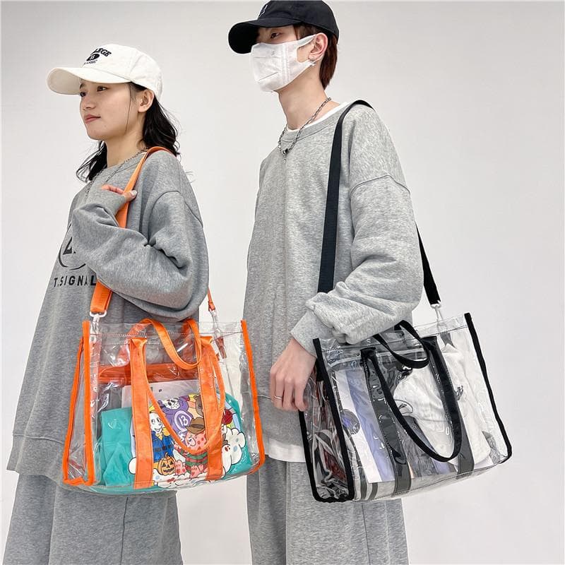 Gjennomsiktige vesker Stadiumgodkjent Klar tøyveske Crossbody Messenger Skulderveske med justerbar stropp PVC-håndveske med stor kapasitet for