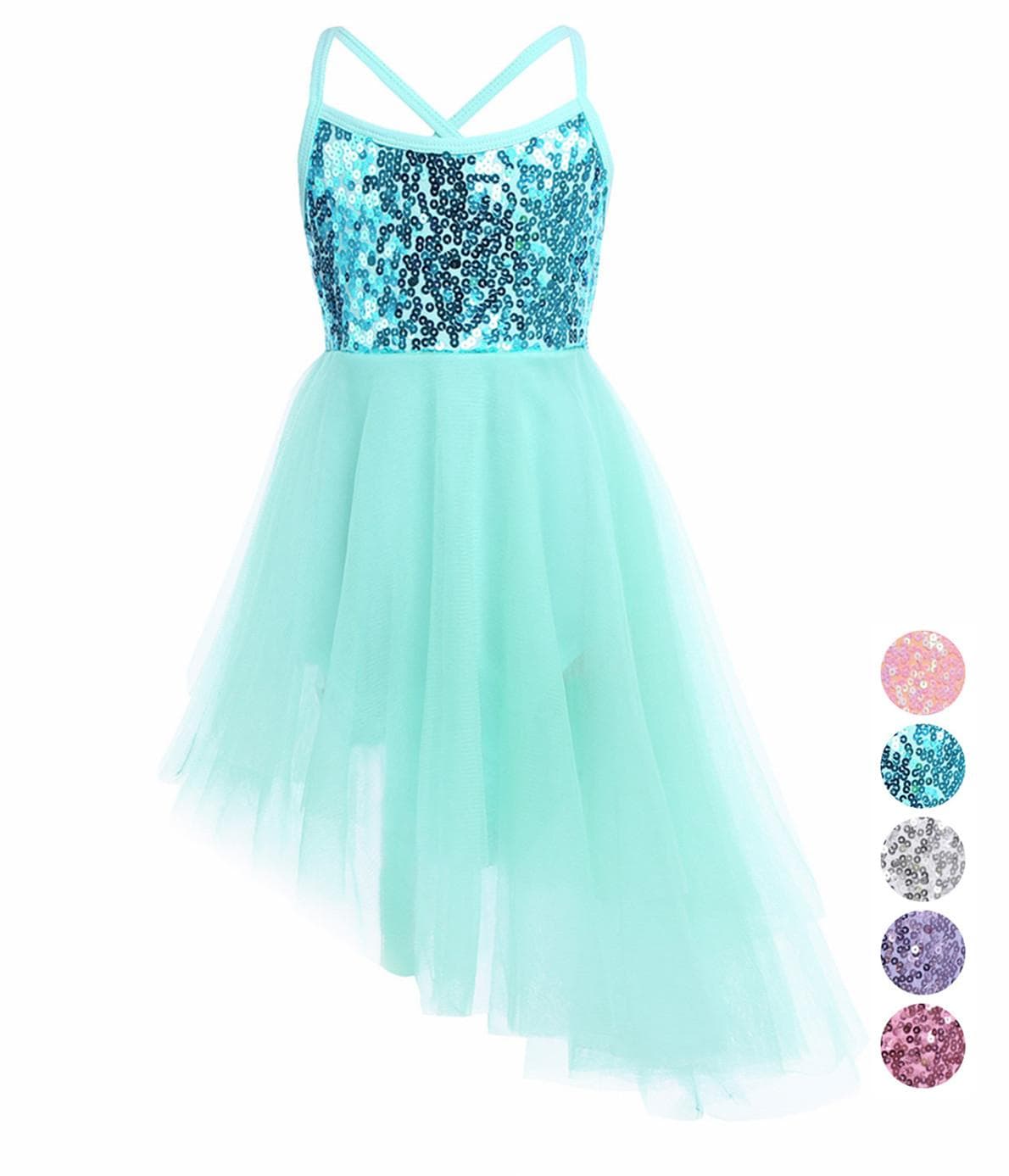 Jenter med paljetter Camisole Ballett Tutu-kjole skjørt trikot Ballerina Glitrende Danseklær Kostymer cm Lilla