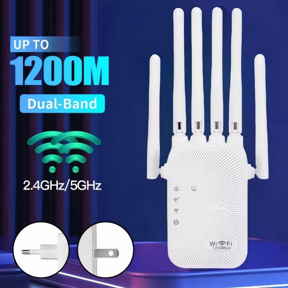 1200 Mbps WiFi Repeater Dual Band Trådløs forsterker 2,4G 5GHz Network Langdistanse Signalforsterker for hjemmekontor Wi-Fi Repeater