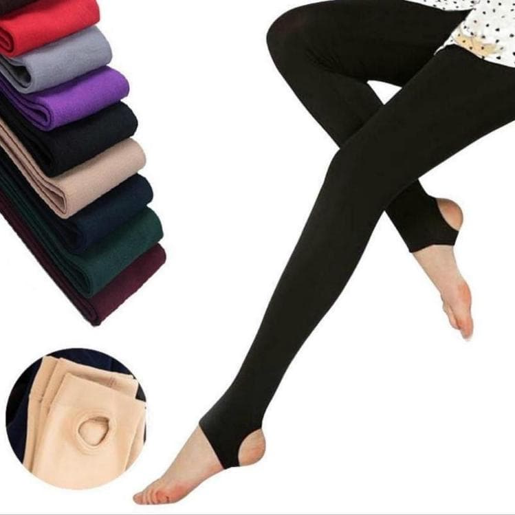 Kvinner Slim Fit Safety Leggings Slankende Varme bomullsbukser Tight Stretch Bukser Lilla