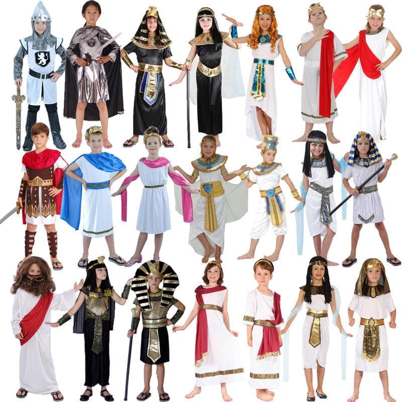 Barnes egyptiske og greske krigerkostymer: Farao, Kleopatra, Prins, Prinsesse, Romersk Gudinneantrekk cm