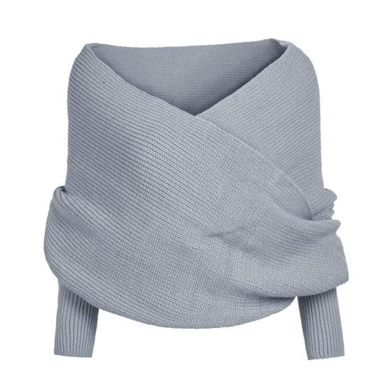 Strikket skjerf med ermer Off Shoulder Ensfarge Sexy Genser Wrap Sjal Skjerf Høst Vinter Varm Pullover Skjerf