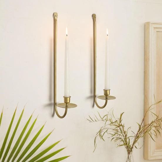 2 stk Metall Lysestake Veggdekor Lysestakeholder Moderne gull