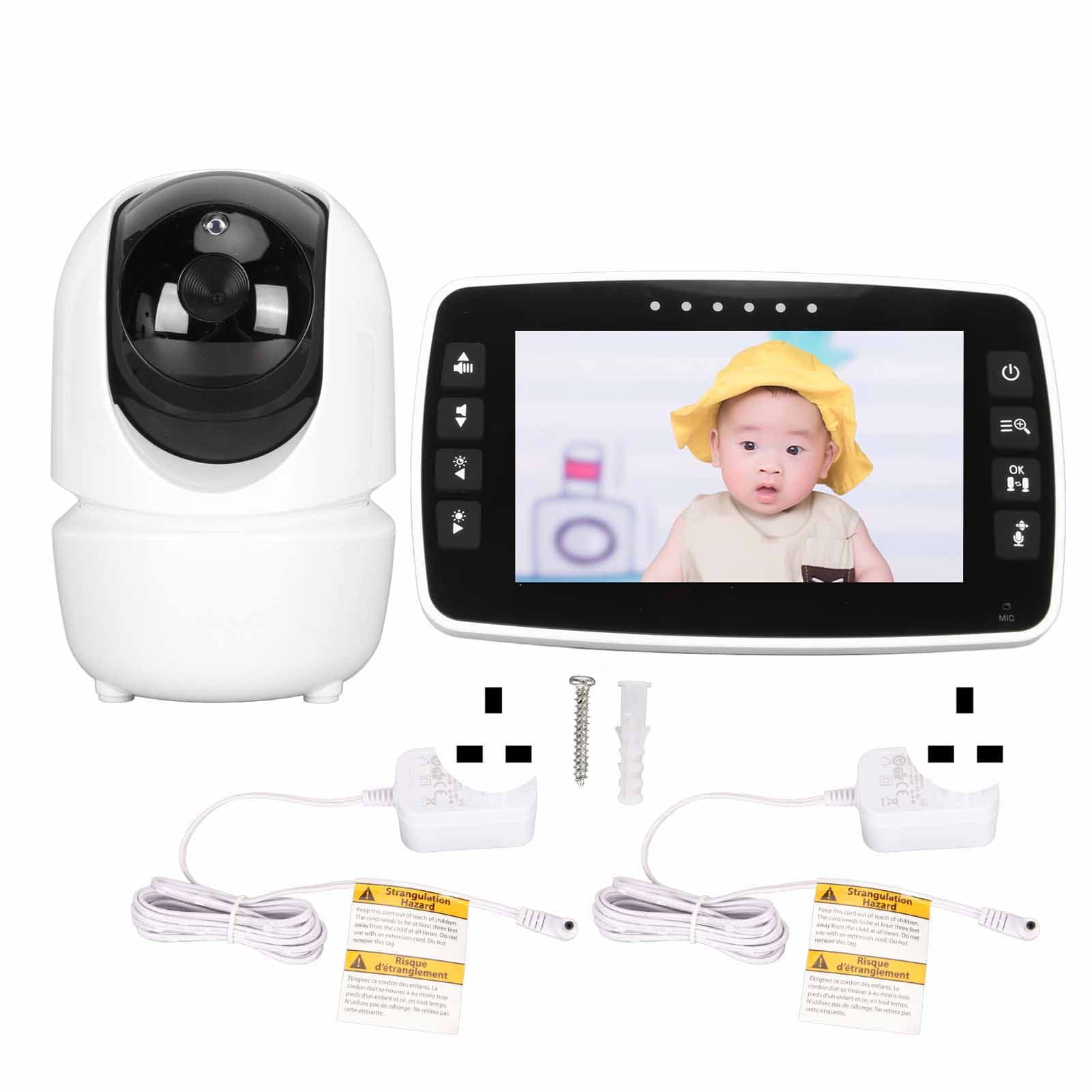 4,3in Video Babycall Fjernstyrt Panorering Tilt Zoom Toveiskommunikasjon 2,4G Nattsyn Temperaturovervåking 8 cm